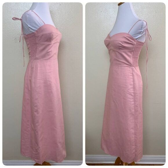 Amanda Uprichard X REVOLVE Cava Midi Dress Small Blush Pink Linen $260 - Picture 3 of 10